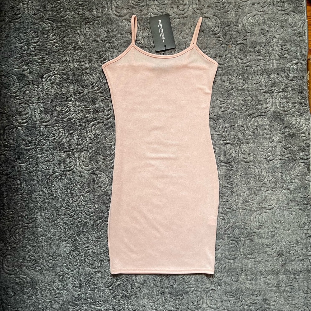 PRETTYLITTLETHING Dusty Pink Crepe Strappy Bodycon Dress 2